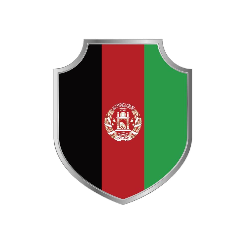 Flag of Afghanistan with metal shield frame vector