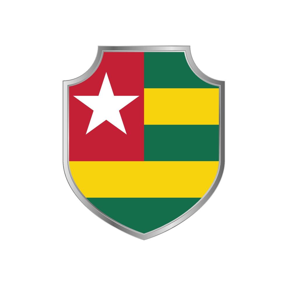 Flag of Togo with metal shield frame vector