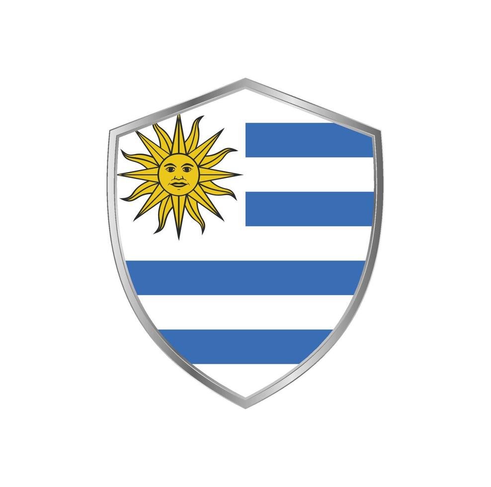 bandera de uruguay con marco plateado vector