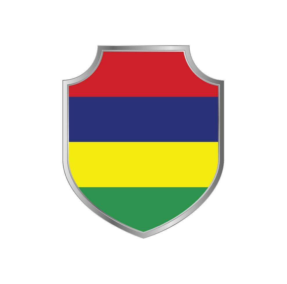 Flag of Mauritius with metal shield frame vector