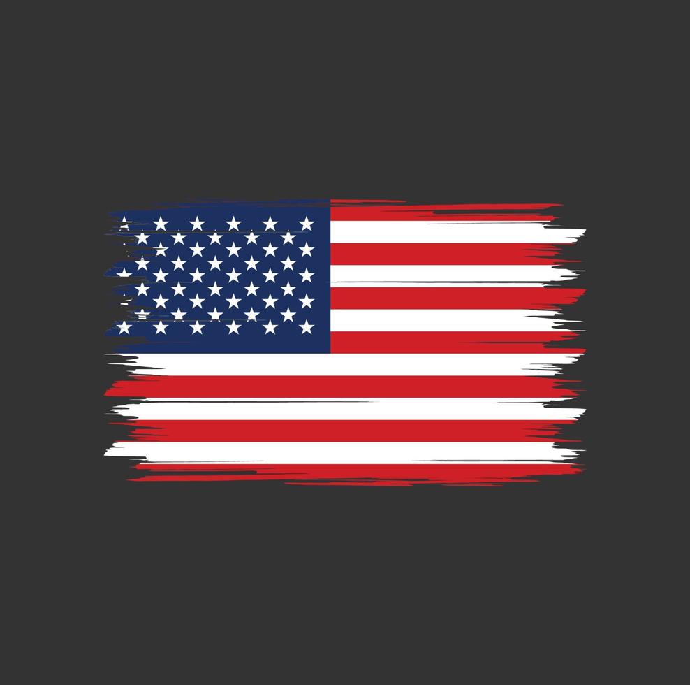 American flag vector with watercolor brush style