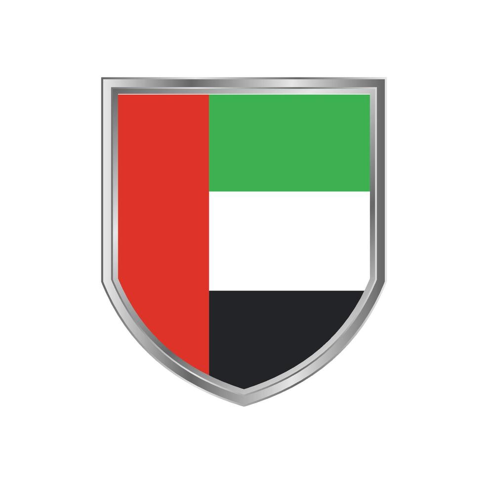 Flag Of United Arab Emirates with metal shield frame vector