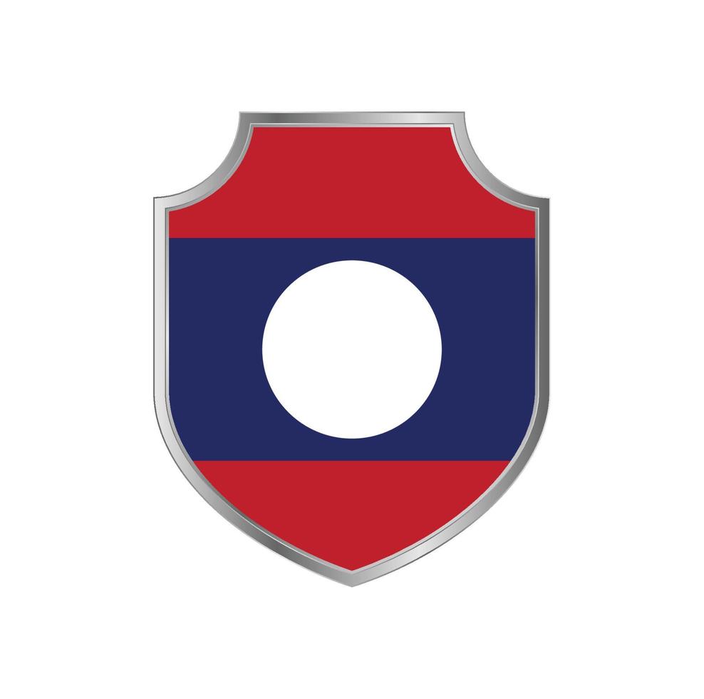 Flag of Laos with metal shield frame vector