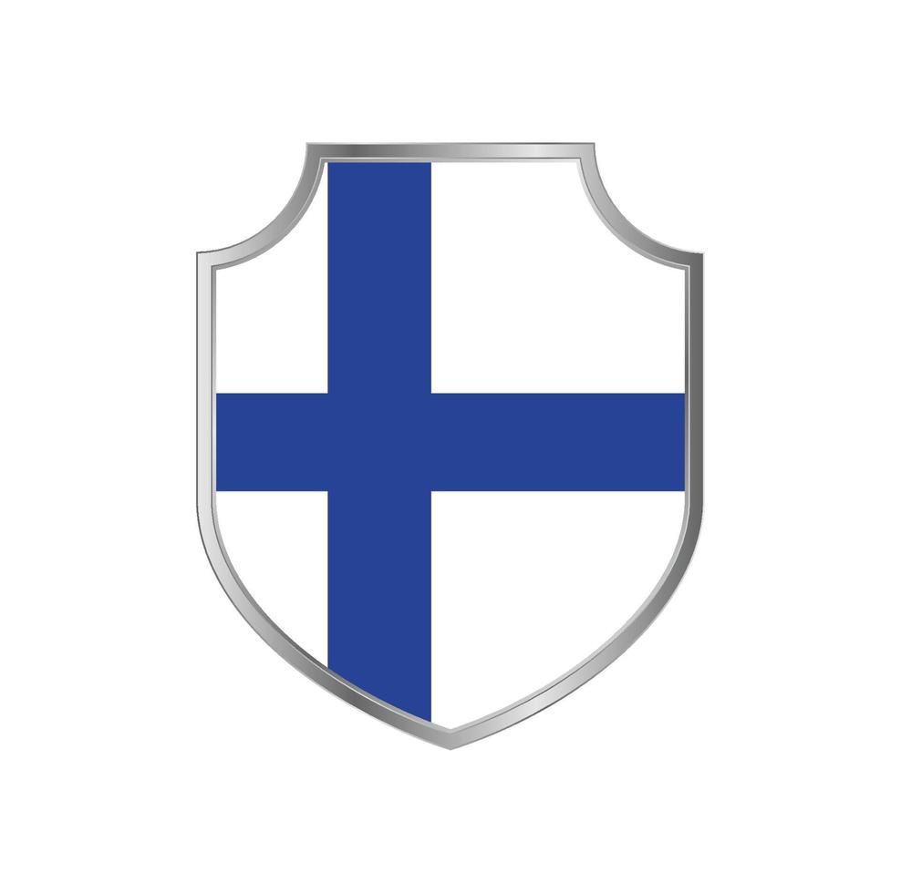 Flag of Finland with metal shield frame vector