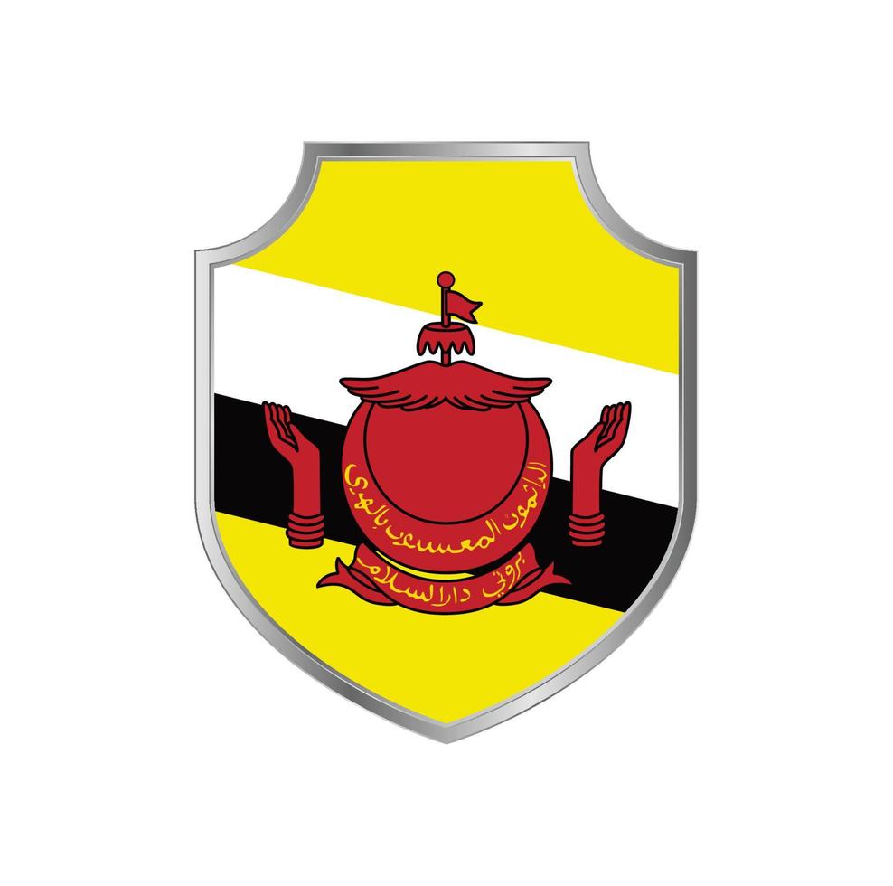 Flag of Brunei with metal shield frame vector