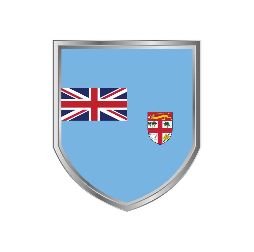 Flag of Fiji. with metal shield frame vector