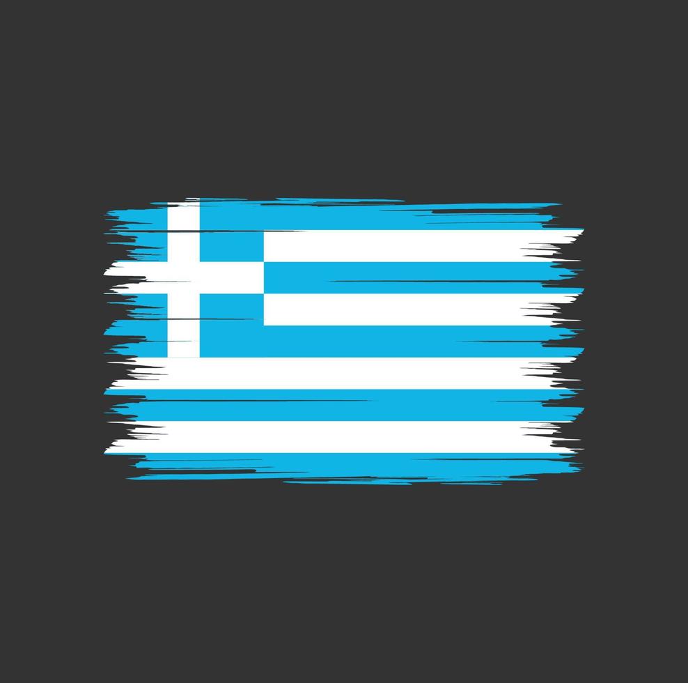 Greece flag vector with watercolor brush style