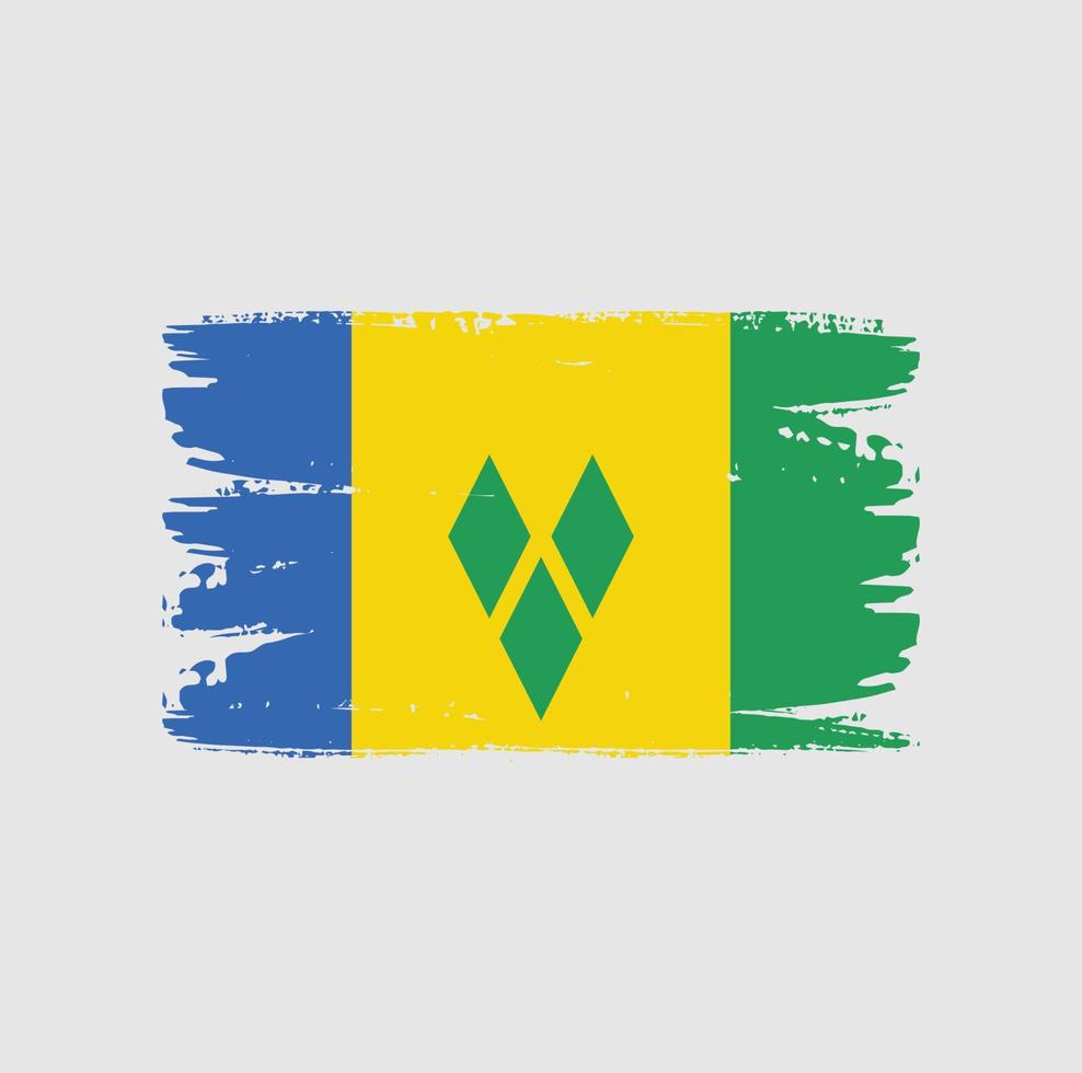 Flag of Saint Vincent and the Grenadines with brush style vector