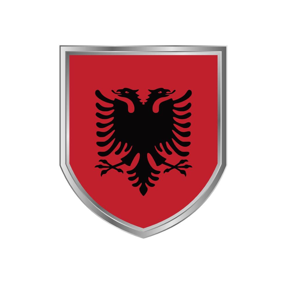 bandera de albania con marco de escudo de metal vector