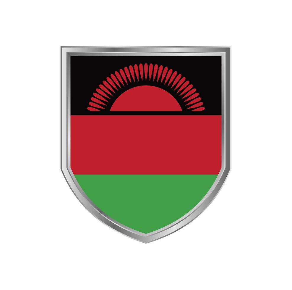 Flag Of Malawi with Metal Shield Frame vector
