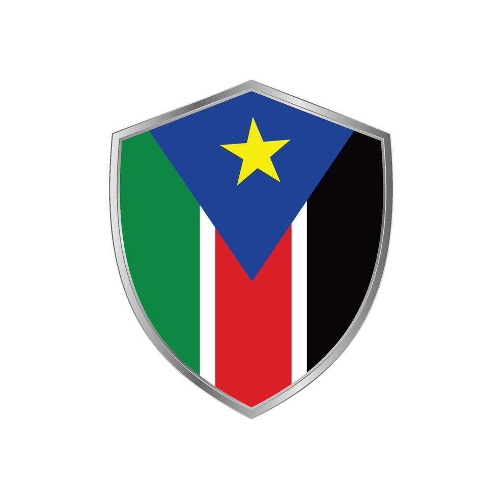 Flag of South Sudan with silver frame vector