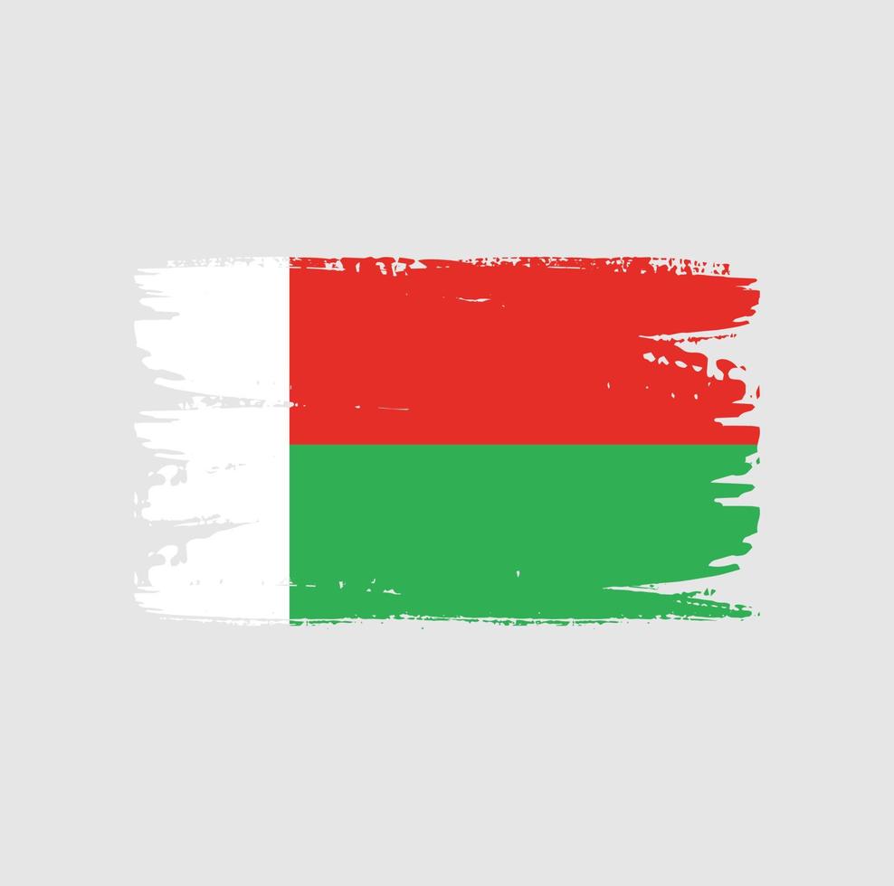 bandera de madagascar con estilo de pincel vector