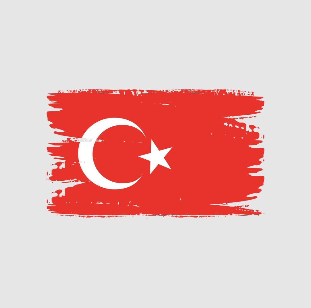 Flag of Turkey with brush style vector