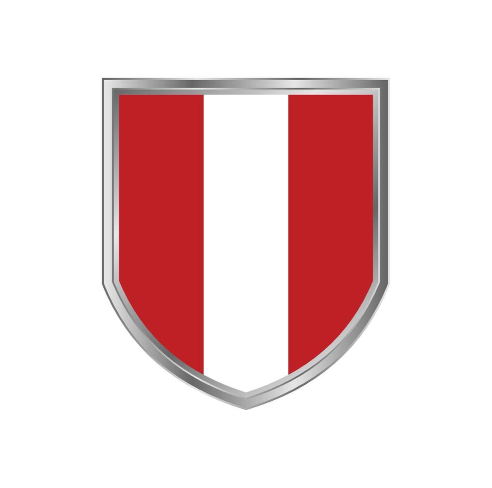 bandera de peru con marco de escudo de metal vector
