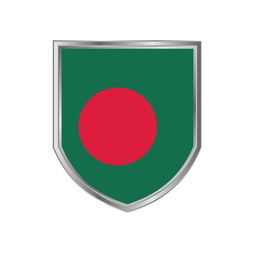 bandera de bangladesh con marco de escudo de metal vector