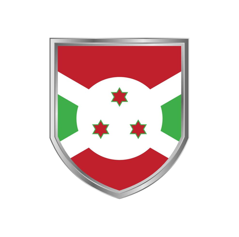 Flag Of Burundi with metal shield frame vector