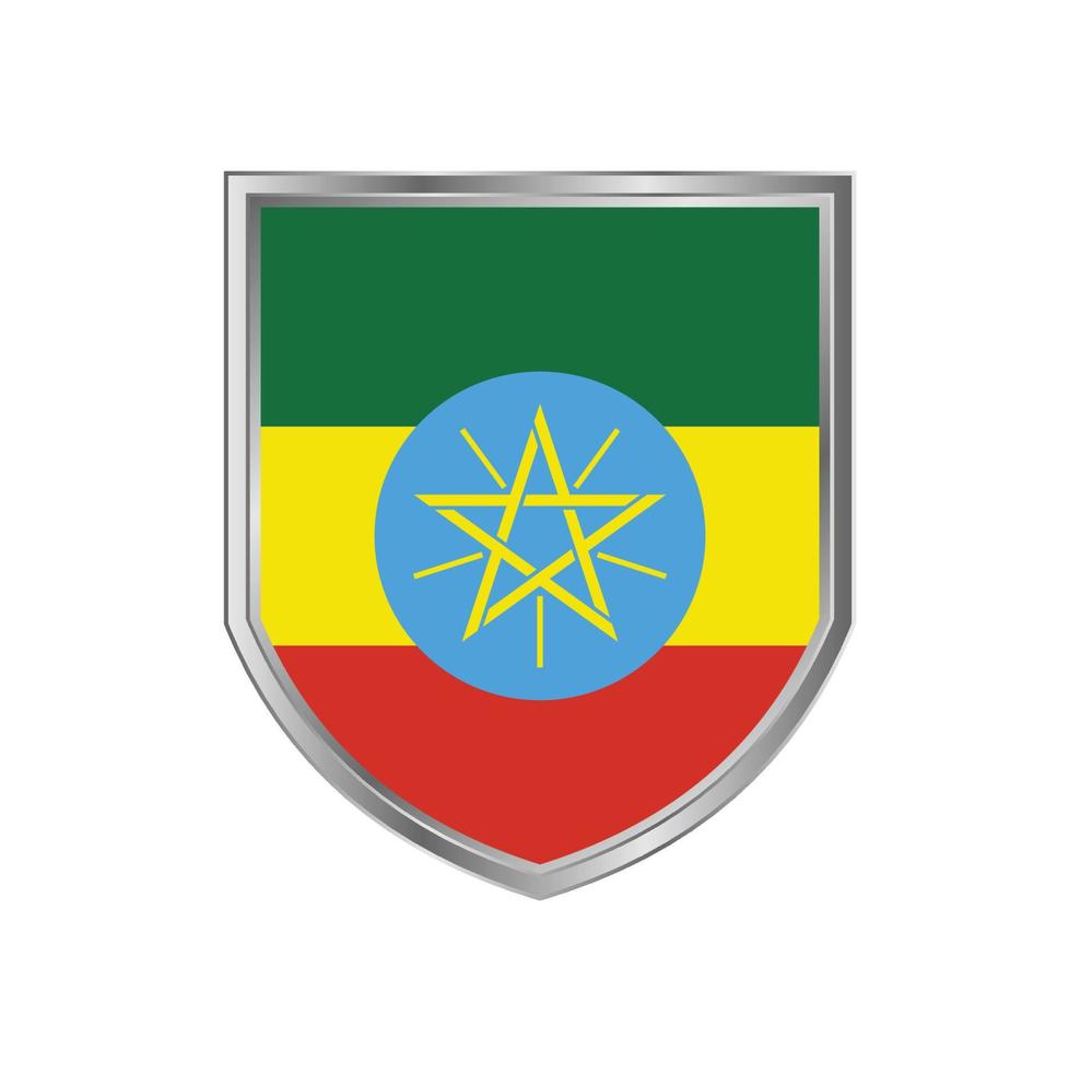 Bandera de Etiopía con marco de escudo de metal vector