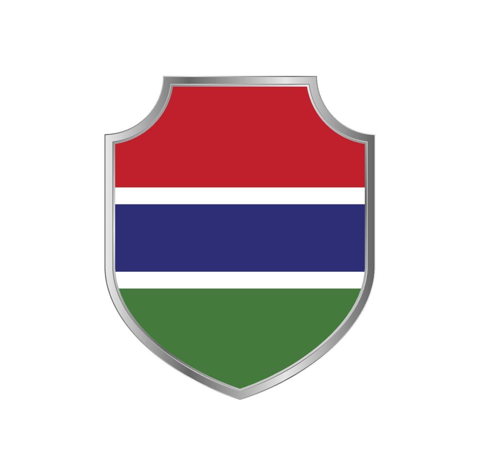 bandera de gambia con marco de escudo de metal vector