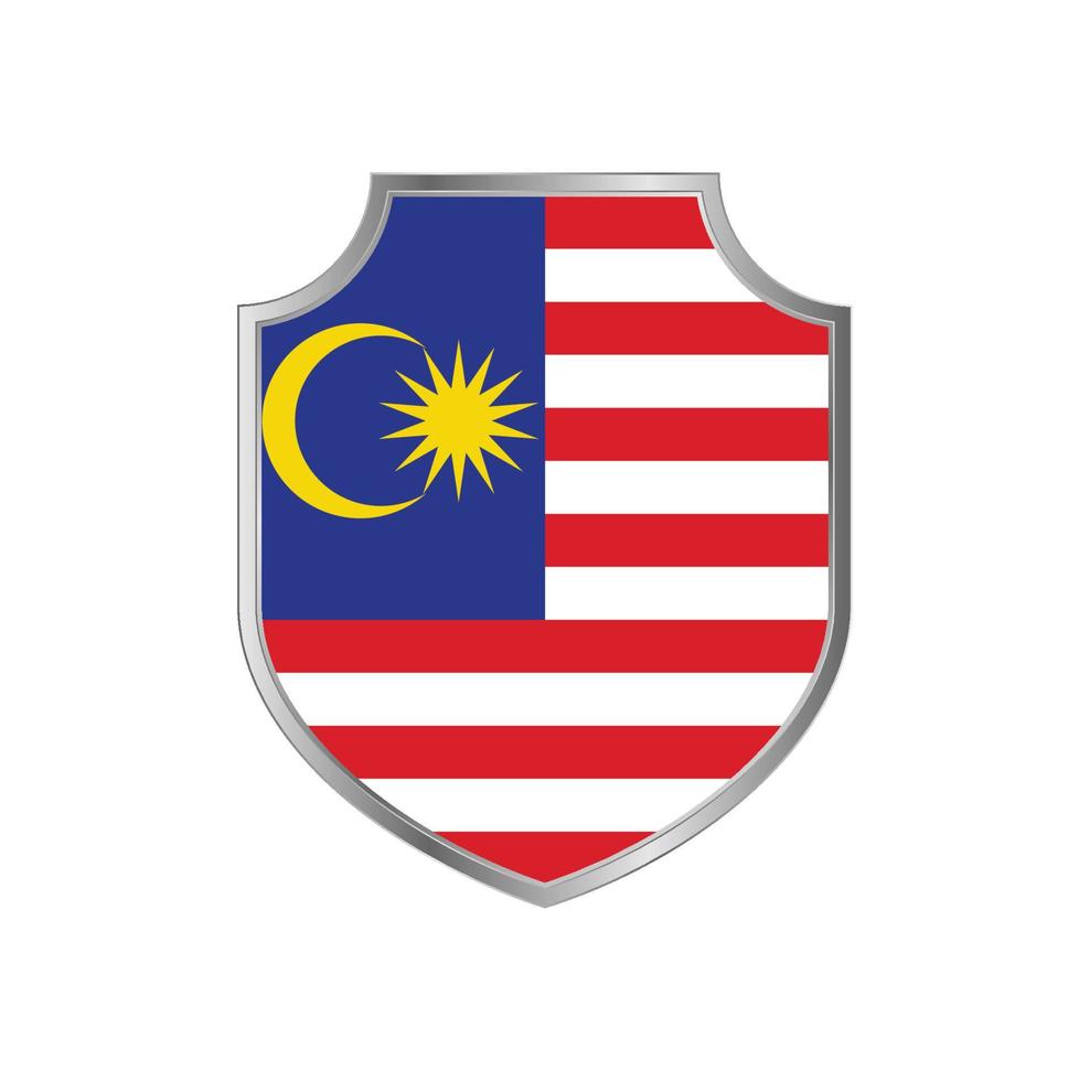 Flag of Malaysia with metal shield frame vector