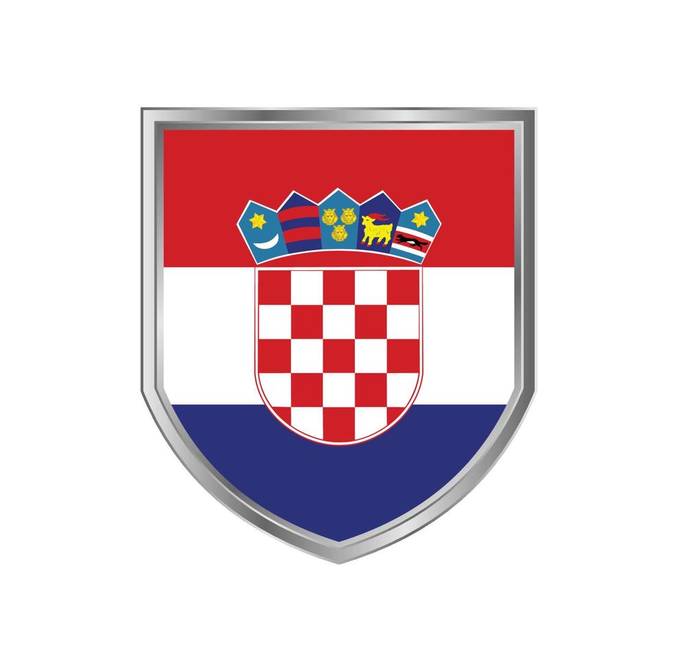 bandera de croacia con marco de escudo de metal vector