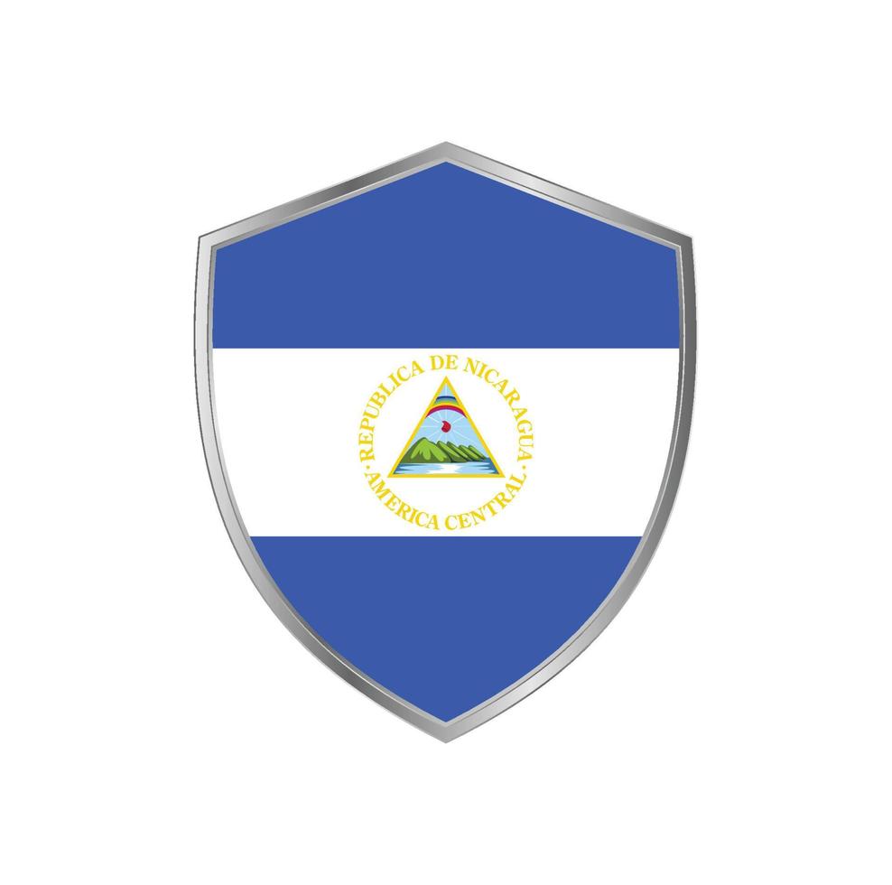 Flag of Nicaragua with silver frame vector