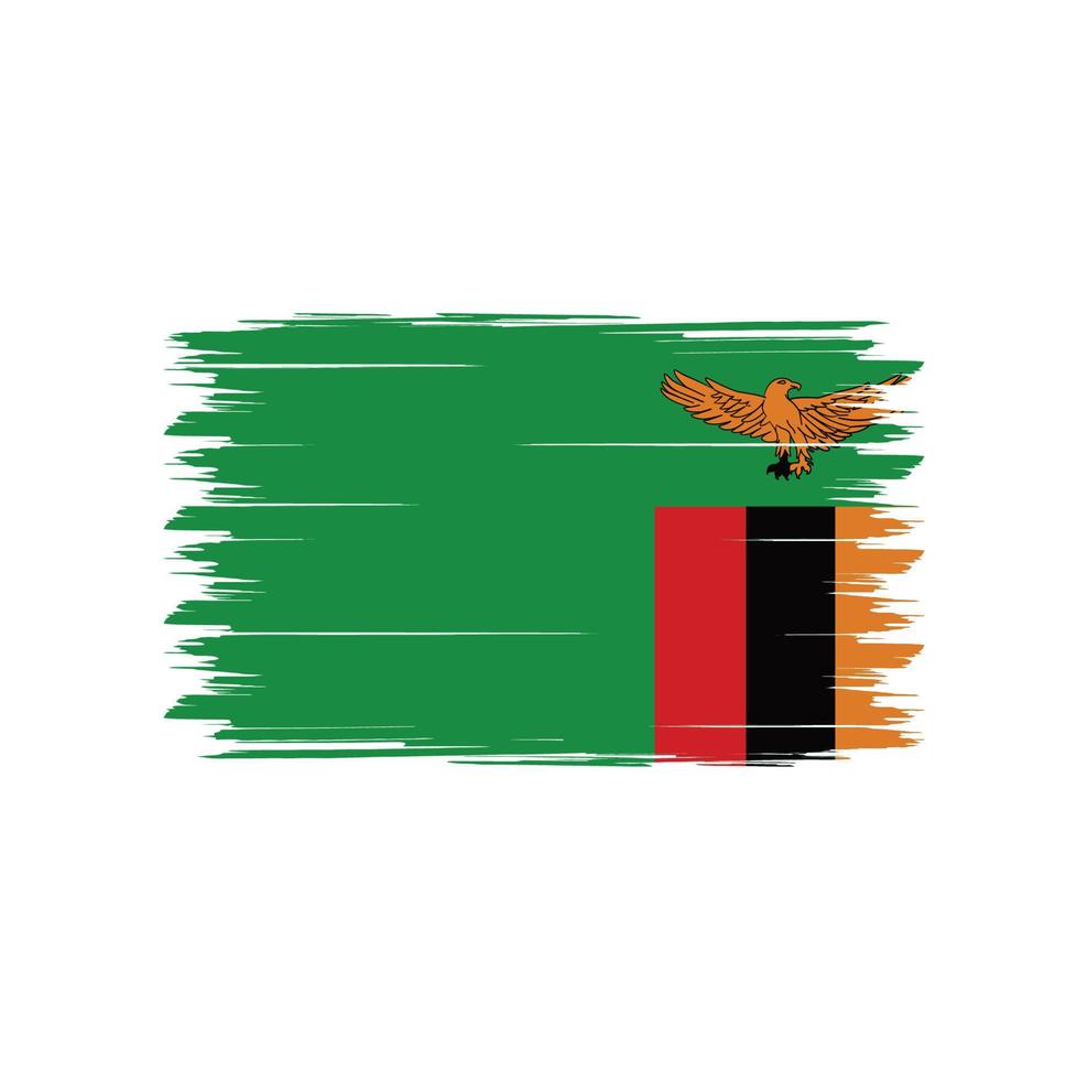 Zambia flag vector with watercolor brush style