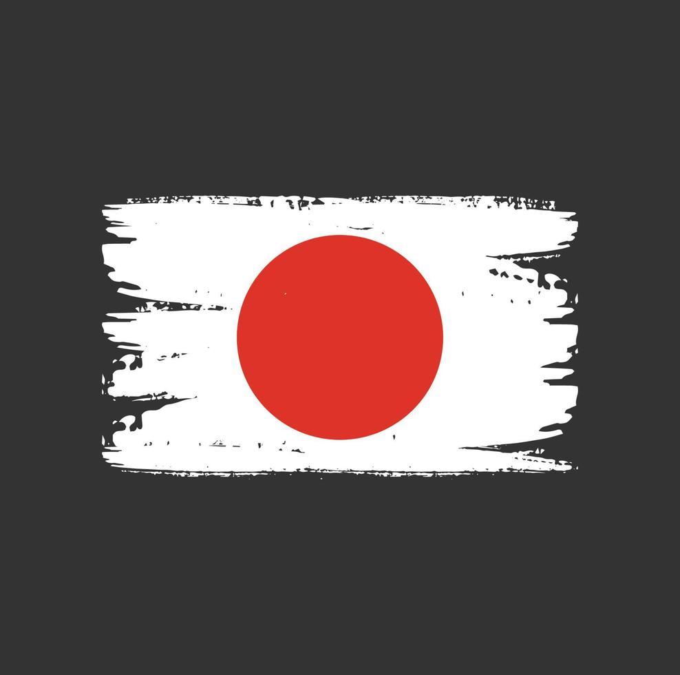 Flag of Japan with brush style vector