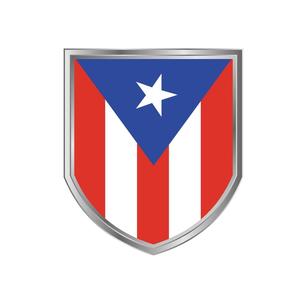 Flag Of Puerto Rico with metal shield frame vector