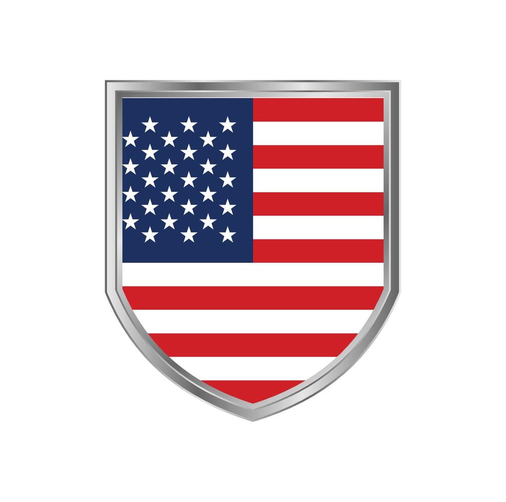 Flag Of American with metal shield frame vector