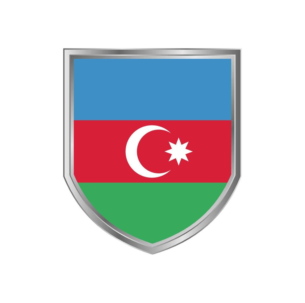 Flag Of Azerbaijan with metal shield frame vector
