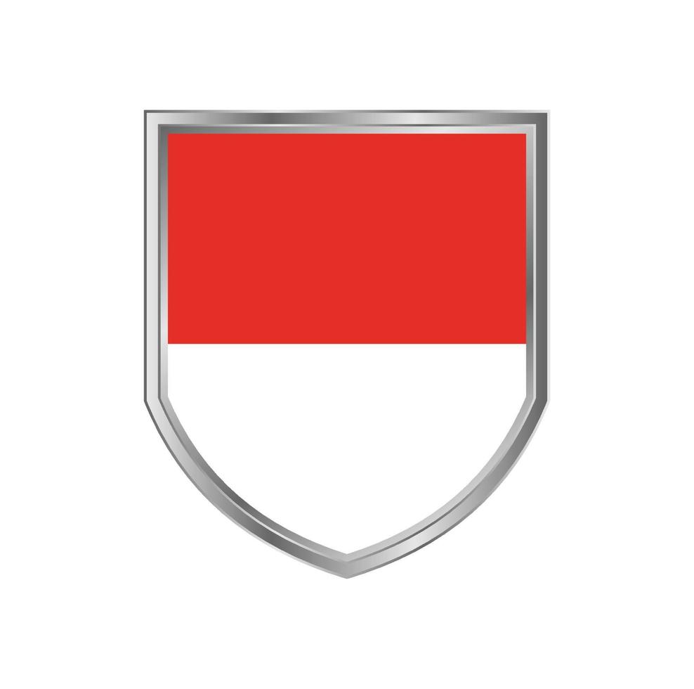 Flag Of Indonesia or Monaco with metal shield frame vector