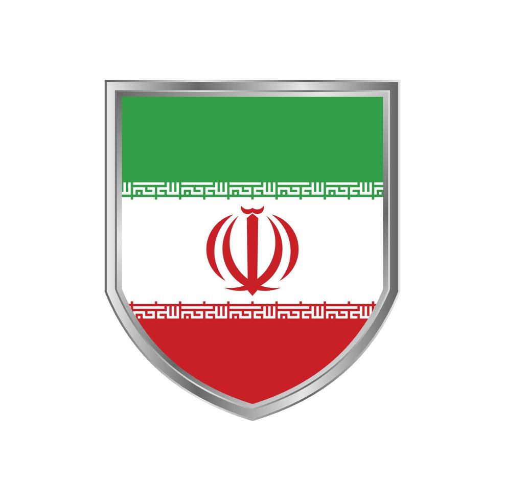 Flag of Iran. with metal shield frame vector