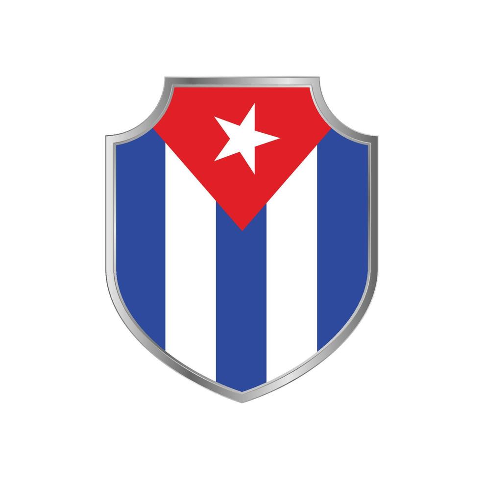 Flag of Cuba with metal shield frame vector