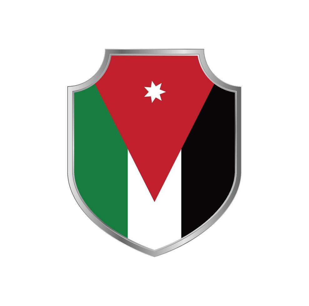 Flag of Jordan with metal shield frame vector