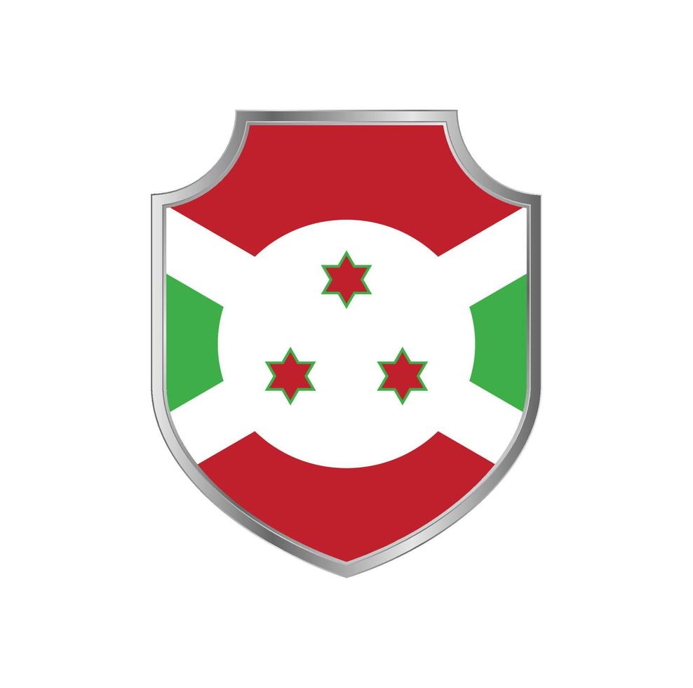 Flag of Burundi with metal shield frame vector