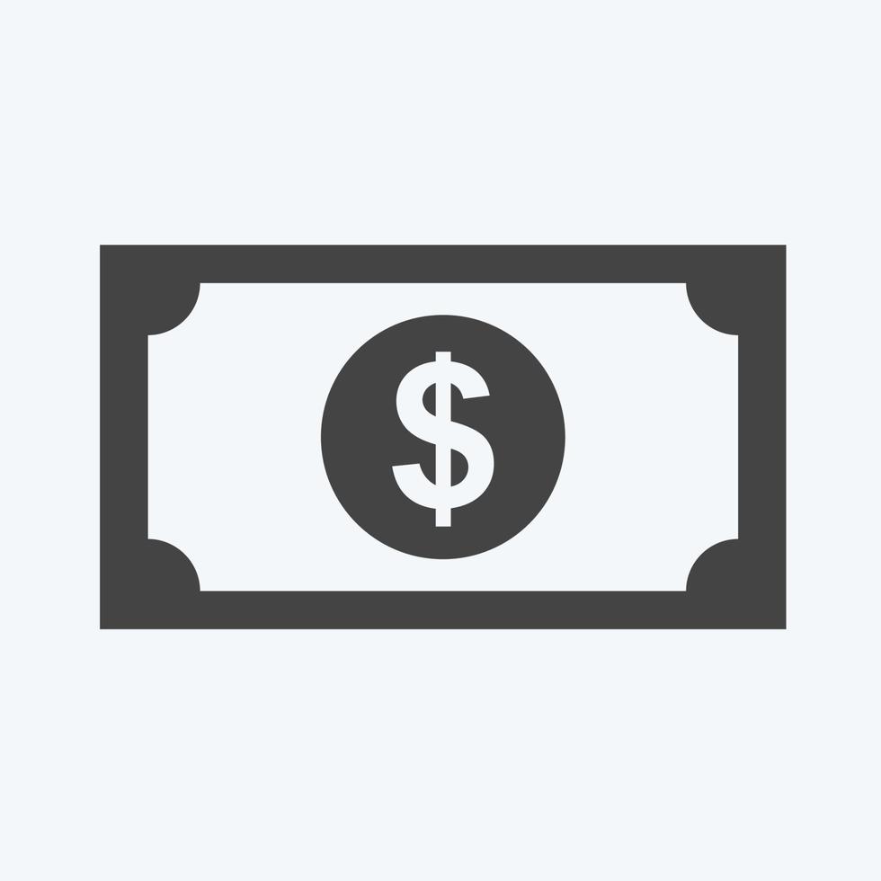 Dollar Icon in trendy glyph style isolated on soft blue background vector