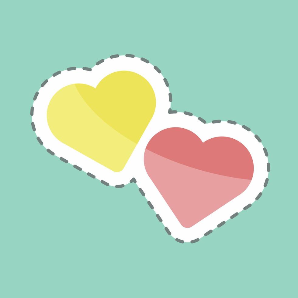 Hearts Sticker in trendy line cut isolated on blue background vector