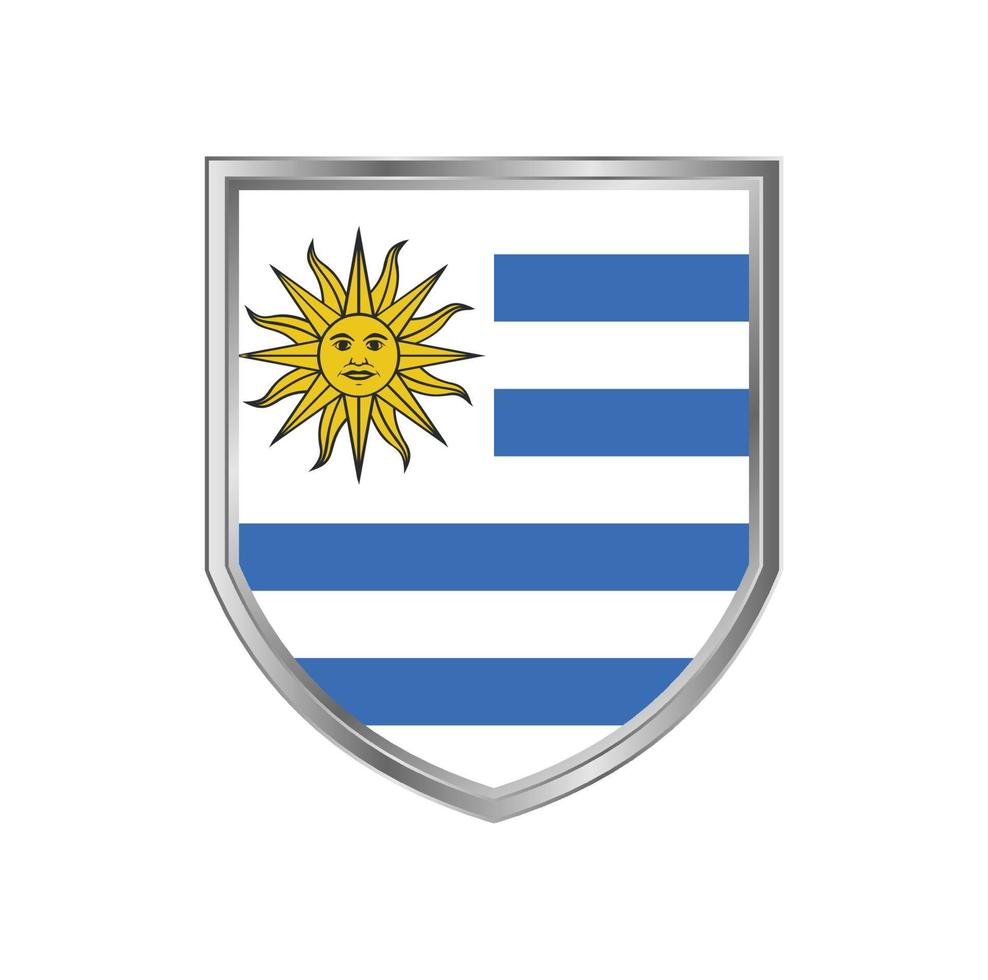 Flag Of Uruguay with metal shield frame vector