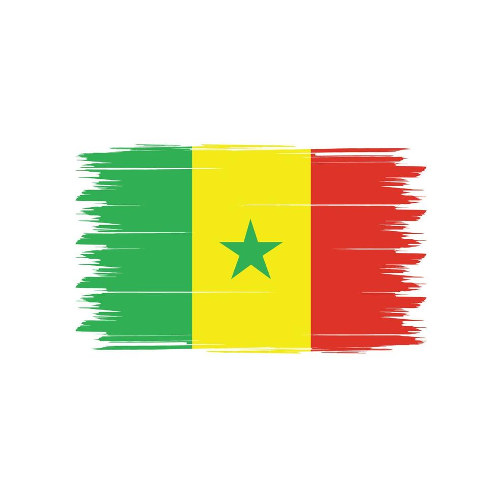 Senegal flag vector with watercolor brush style