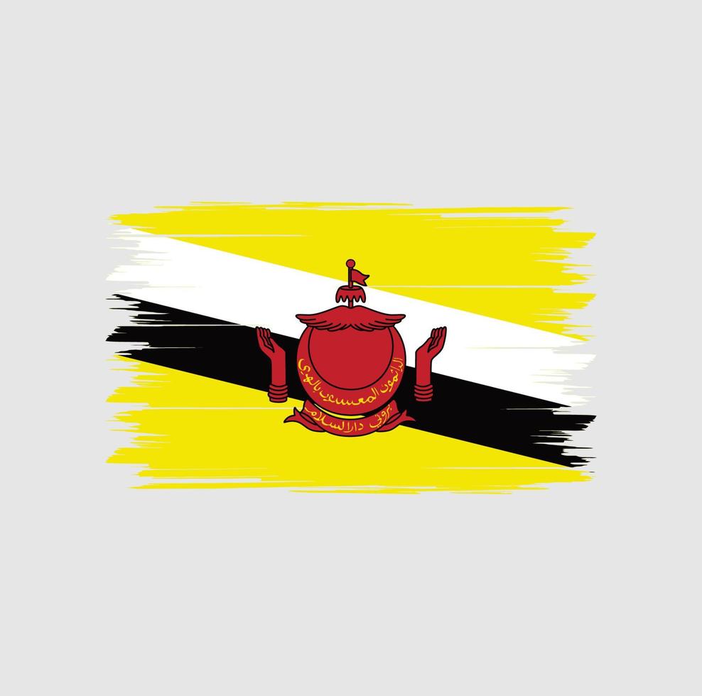 Brunei flag vector with watercolor brush style