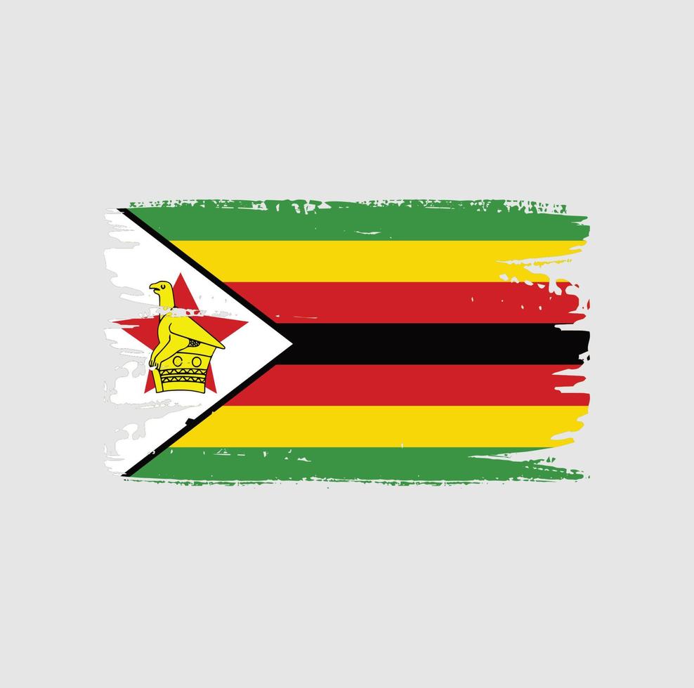 bandera de zimbabwe con estilo de pincel vector