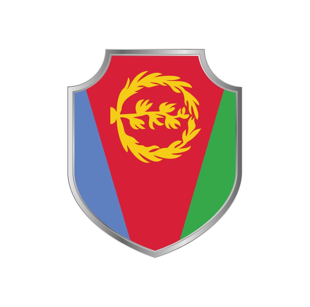 Flag of Eritrea with metal shield frame vector