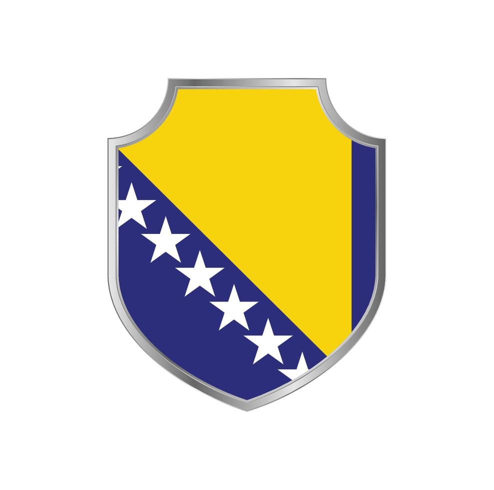 bandera de bosnia con marco de escudo de metal vector