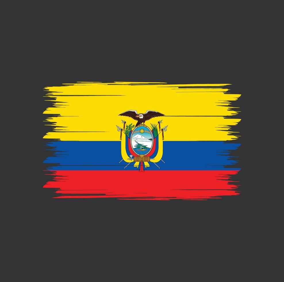 Ecuador flag vector with watercolor brush style