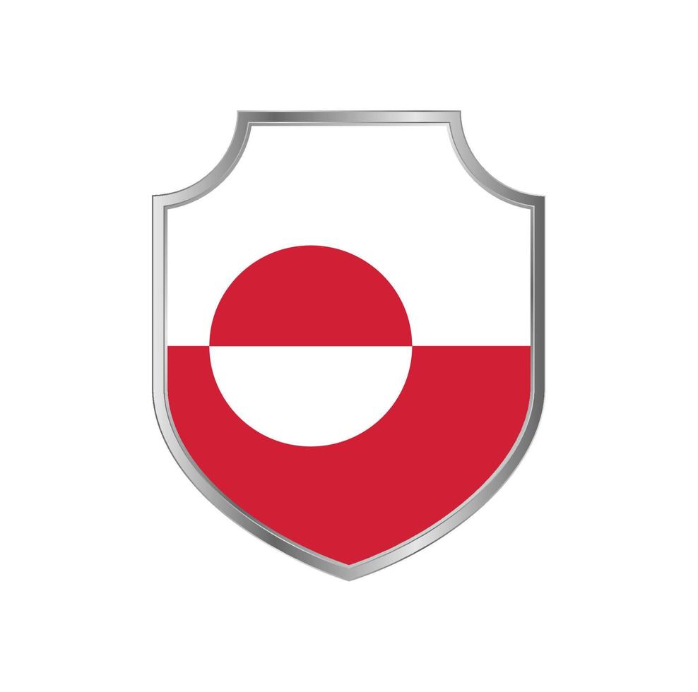 Flag of Greenland with metal shield frame vector