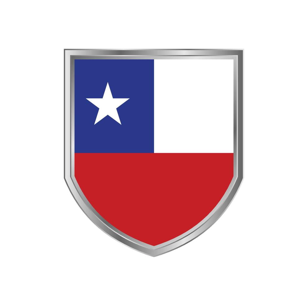 Flag Of Chile with metal shield frame vector