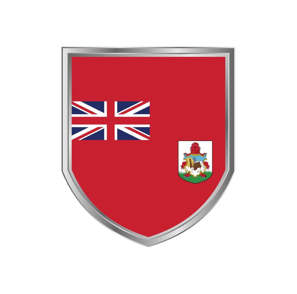 bandera de bermudas con marco de escudo de metal vector