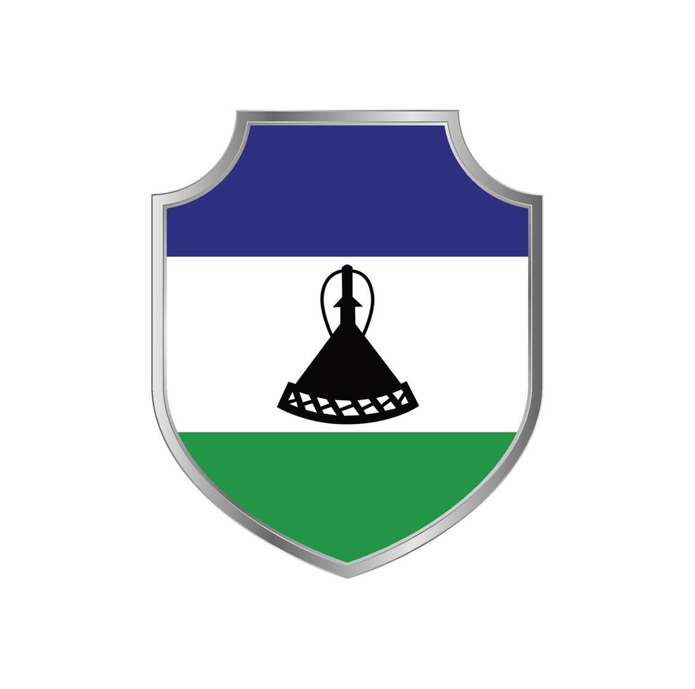 Flag of Lesotho with metal shield frame vector