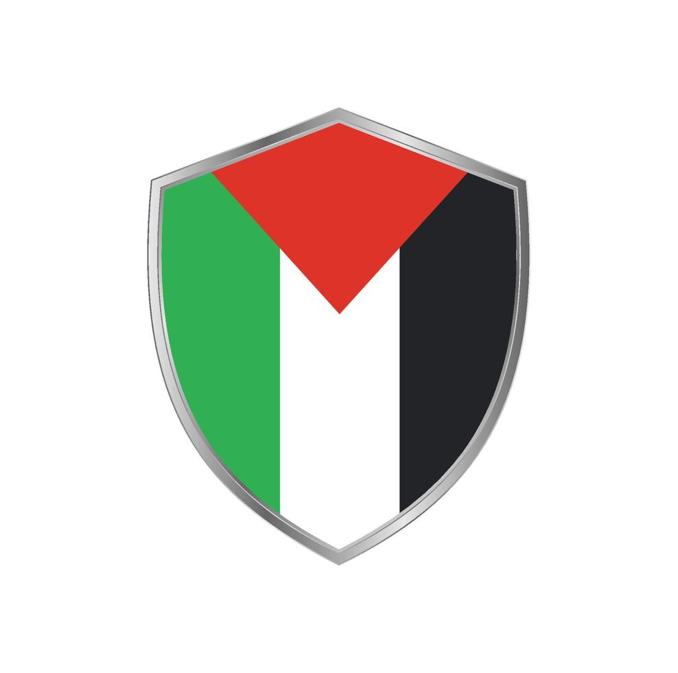 Flag of Palestine with silver frame vector