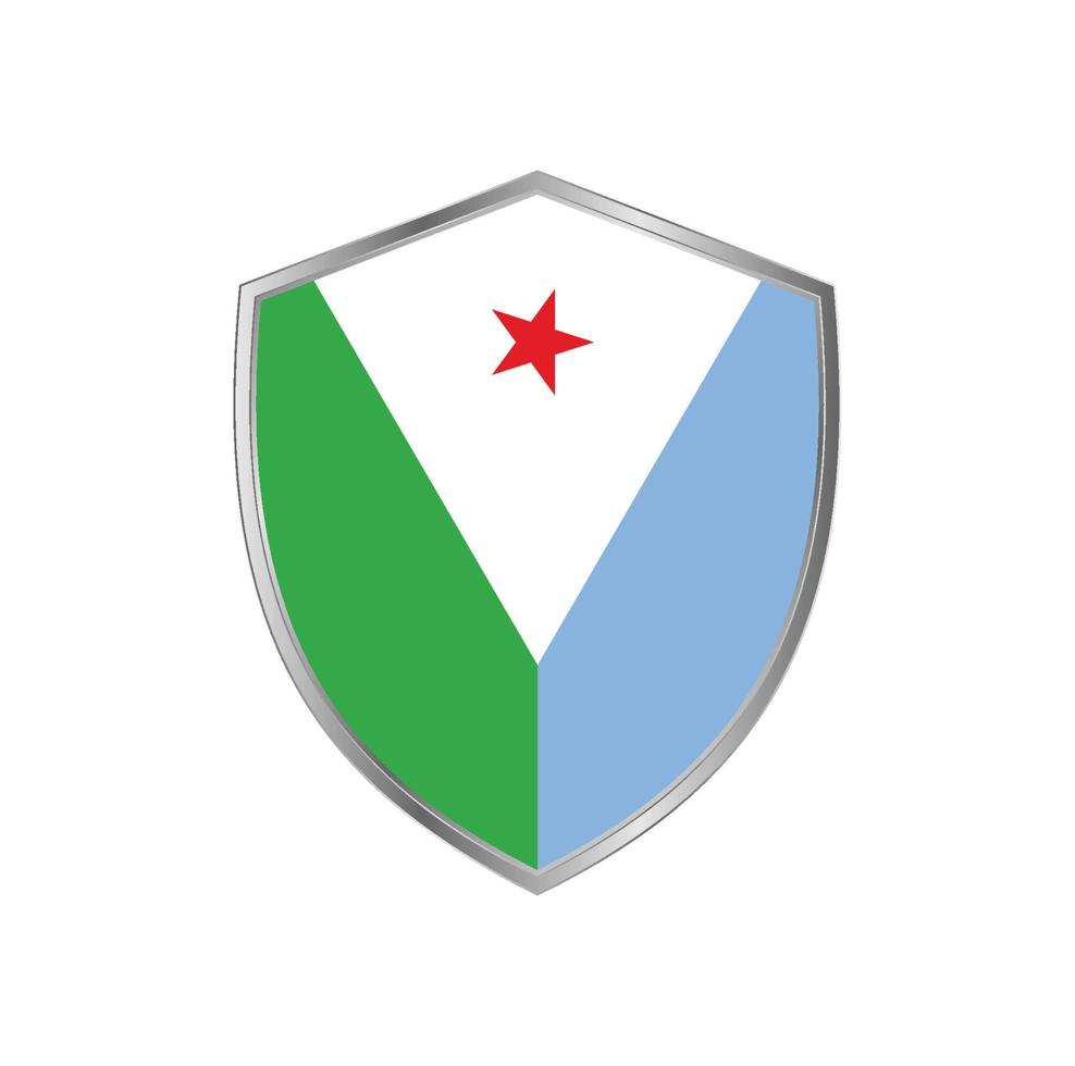 bandera de djibouti con marco plateado vector